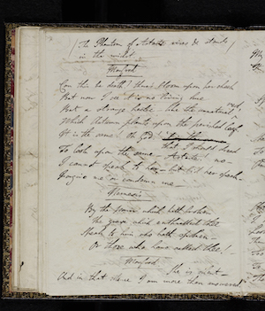 Fair copy of Manfred MS. 43335 f. 28v. Reproduced by permission of the National Library of Scotland; Lord Byron, Manfred (1817) 50