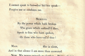 Fair copy of Manfred MS. 43335 f. 28v. Reproduced by permission of the National Library of Scotland; Lord Byron, Manfred (1817) 50