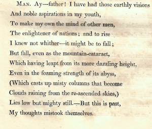 Fair copy of Manfred MS. 43335 f. 46r. Reproduced by permission of the National Library of Scotland; Lord Byron, Manfred (1817) 59