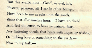 Fair copy of Manfred MS. 43335 f. 1v. Reproduced by permission of the National Library of Scotland; Lord Byron, Manfred (1817) 8